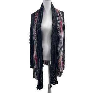 Vintage Concept Black Cardigan L Ruffle Fairy Grunge Whimsigoth Lagenlook Witchy
